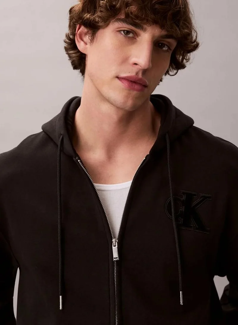 Calvin Klein Jeans Fleece Monogram Zip Relaxed Hoodie