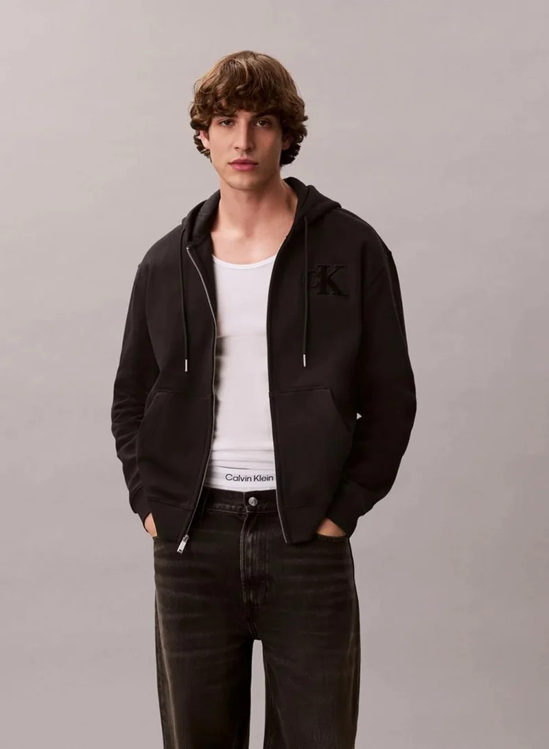 Calvin Klein Jeans Fleece Monogram Zip Relaxed Hoodie