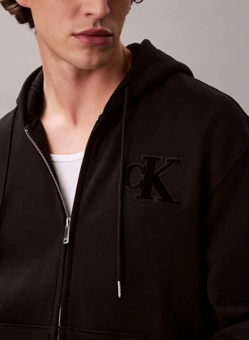 Calvin Klein Jeans  Fleece Monogram Zip Relaxed Hoodie  | Best Price UAE