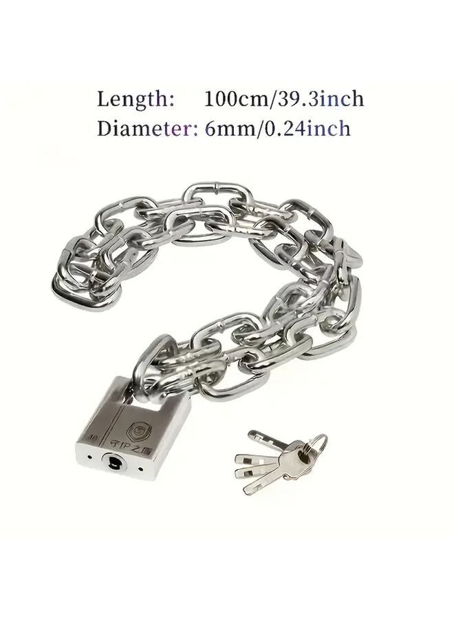 Heavy Duty Anti Theft Chain Lock 100cm Durable Security Padlock for Bicycle Motorcycle Door - Image 1