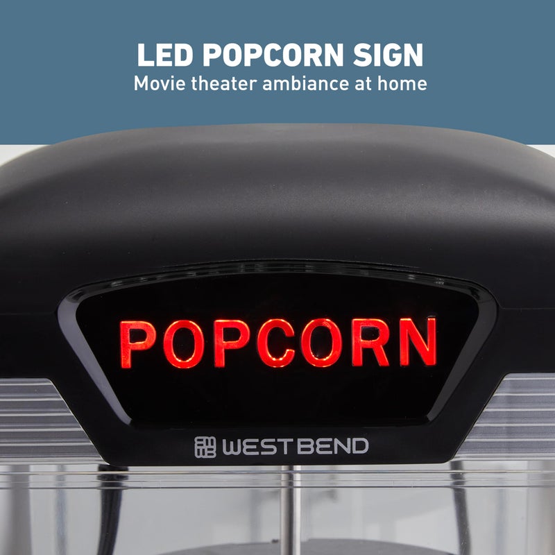 West Bend Stir Crazy Movie Theater Popcorn Popper, Gourmet Popcorn Maker Machine with Nonstick Popcorn Kettle and Popcorn Scoop for Popcorn Machine, 4 Qt., Black - Image 5