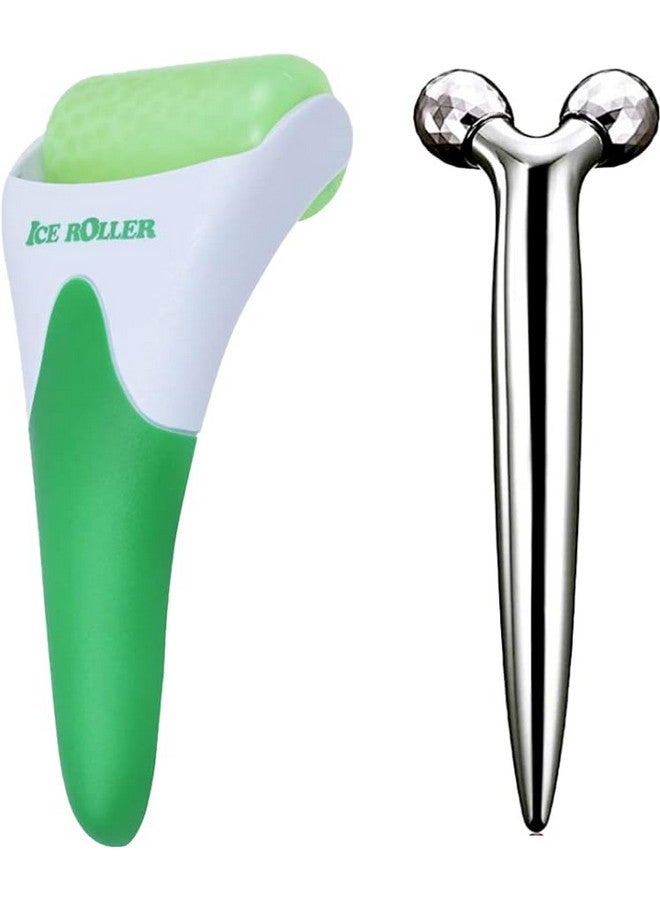 ANSHU 3D Manual Mini Roller Face-lift Wrinkle Remover Relaxation and Skin Tightening with Ice Roller for Face & Eye Puffiness, Large Cool Facial Ice Rollers for Face 2 Pcs Combo - Image 1