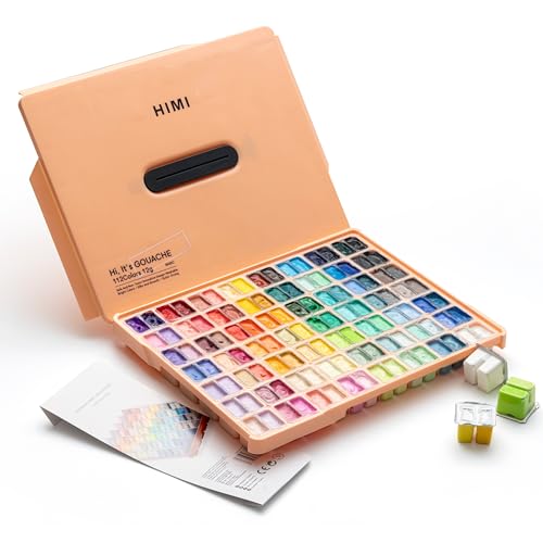 HIMI Twin Cup Jelly Gouache Paint Set 112 Colors 12g Jelly Cup Design Gouache Paint Non Toxic for Canvas and Paper Art Supplies for Professionals and Beginner Peach Fuzz - Image 1