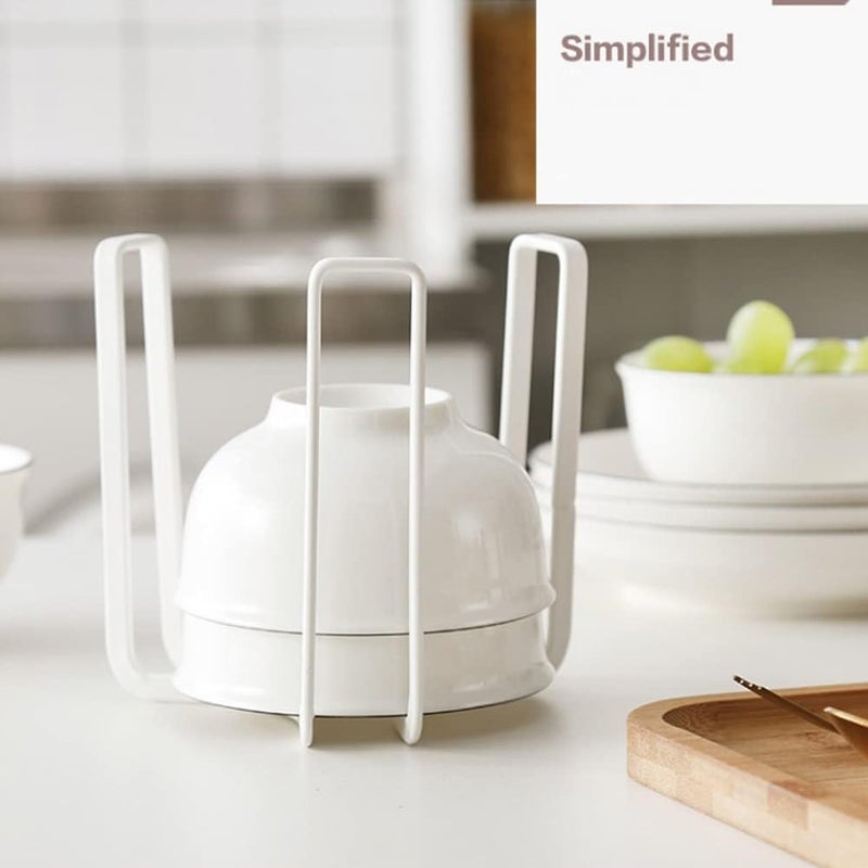 MINGFANITY 2PCS Dinnerware Bowl Plate Holder Bowl Holders Organizer Fit for 65 Inches Diameters Bowl Metal Bowl Storage Dying Display Rack for Kitchen Drawer Countertop Cabinet Shelf CupboardWhite - Image 3