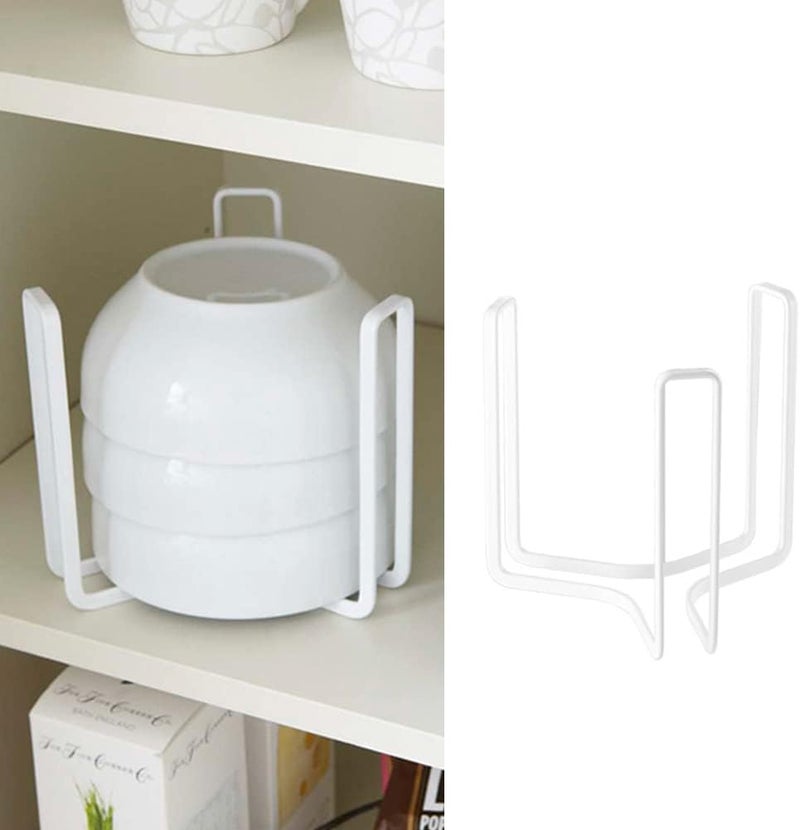 MINGFANITY 2PCS Dinnerware Bowl Plate Holder Bowl Holders Organizer Fit for 65 Inches Diameters Bowl Metal Bowl Storage Dying Display Rack for Kitchen Drawer Countertop Cabinet Shelf CupboardWhite - Image 1