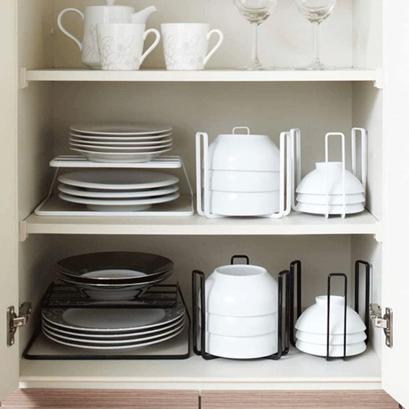 MINGFANITY 2PCS Dinnerware Bowl Plate Holder Bowl Holders Organizer Fit for 65 Inches Diameters Bowl Metal Bowl Storage Dying Display Rack for Kitchen Drawer Countertop Cabinet Shelf CupboardWhite - Image 5