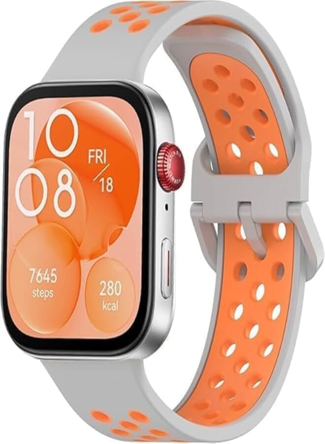 Next Next Store Sport Silicone Replacement Band Compatible with Huawei Watch Fit 3 – Dual Color Design, Breathable Wrist Strap with Air Holes