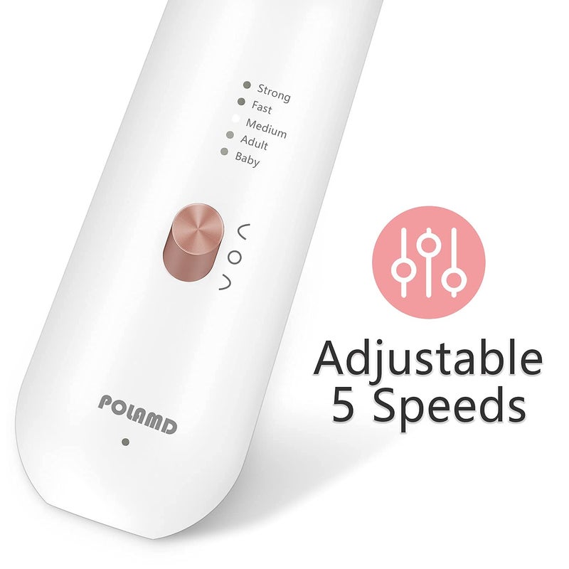 POLAMD Professional Manicure Pedicure Kit, Electric Nail File Set, Cordless Electric Nail Drill Machine, 5 Speeds Hand Foot Care Tool for Nail Grind Trim Polish(White) - Image 4