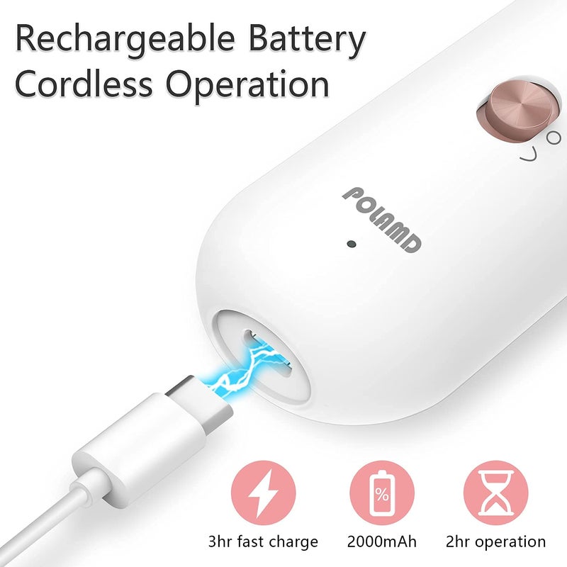 POLAMD Professional Manicure Pedicure Kit, Electric Nail File Set, Cordless Electric Nail Drill Machine, 5 Speeds Hand Foot Care Tool for Nail Grind Trim Polish(White) - Image 5