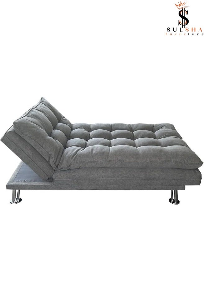 SULSHA Sulsha Sofa Bed Living Room Fabric Sofa Bed Chrome Legs Three Seat Sofa Bed Modern Design Living Room Sofa Model Ss208 Grey  - Image 3