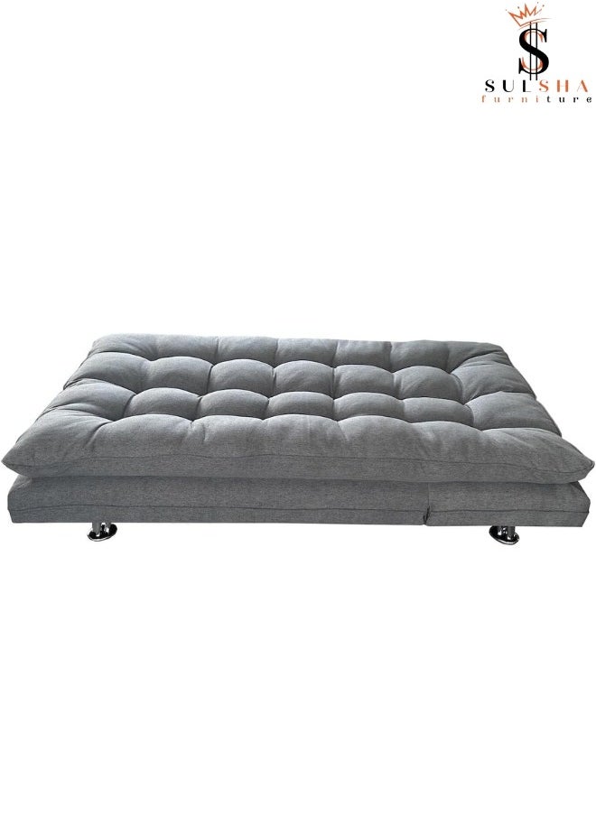 SULSHA Sulsha Sofa Bed Living Room Fabric Sofa Bed Chrome Legs Three Seat Sofa Bed Modern Design Living Room Sofa Model Ss208 Grey  - Image 4