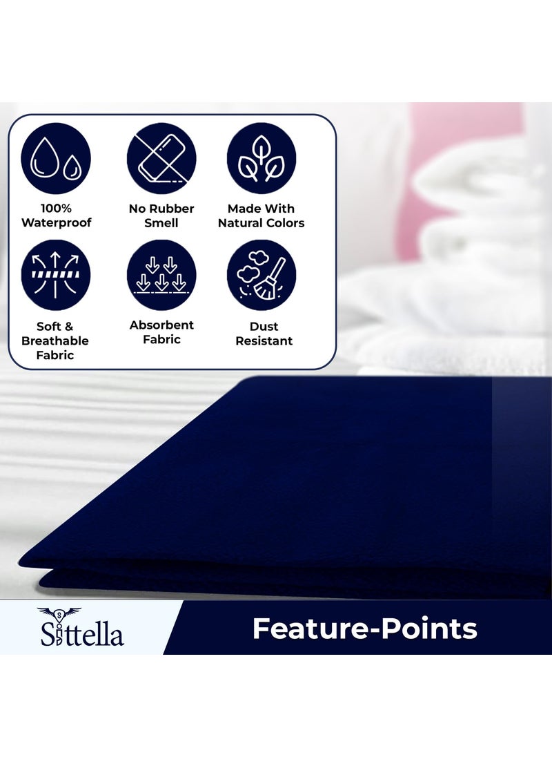 SITTELLA SITTELLA 3 Piece Absorbent Waterproof Mattress Protector Sheet for Babies Quick Dry Washable 100 x 70 Cm Medium NavyBlue  - Image 4