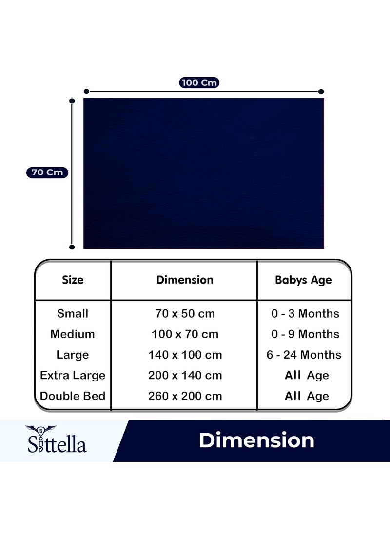 SITTELLA SITTELLA 3 Piece Absorbent Waterproof Mattress Protector Sheet for Babies Quick Dry Washable 100 x 70 Cm Medium NavyBlue  - Image 2