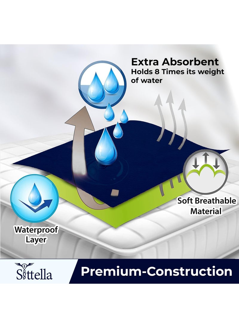 SITTELLA SITTELLA 3 Piece Absorbent Waterproof Mattress Protector Sheet for Babies Quick Dry Washable 100 x 70 Cm Medium NavyBlue  - Image 3