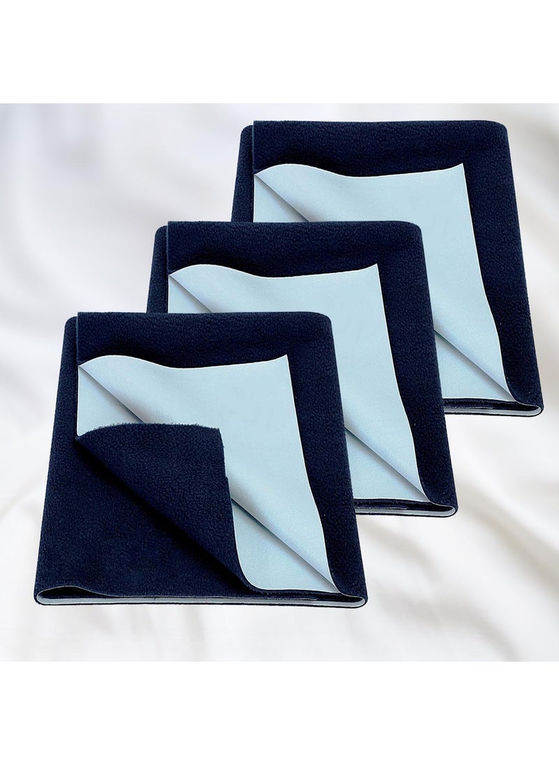 SITTELLA SITTELLA 3 Piece Absorbent Waterproof Mattress Protector Sheet for Babies Quick Dry Washable 100 x 70 Cm Medium NavyBlue  - Image 1