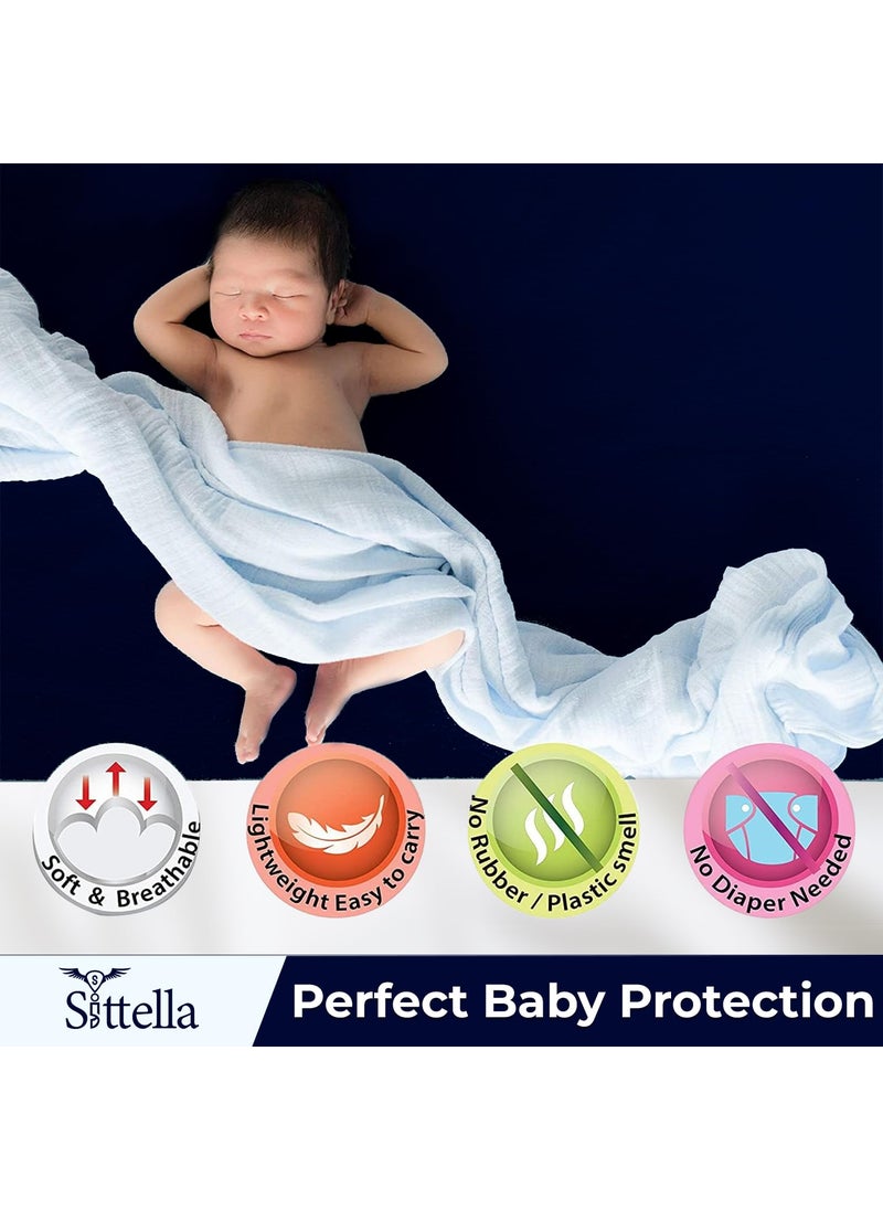 SITTELLA SITTELLA 3 Piece Absorbent Waterproof Mattress Protector Sheet for Babies Quick Dry Washable 100 x 70 Cm Medium NavyBlue  - Image 5