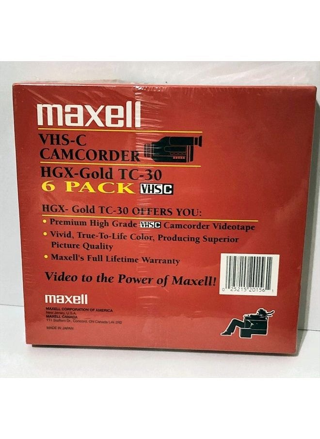 Maxell - VHS-C Camcorder, HGX-Gold TC-30, 6-Pack - Image 1