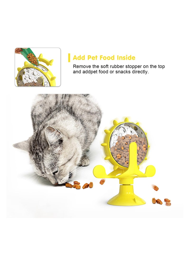 SYOSI Cat Dog Treat Dispenser Toy, Cat Interactive Feeder Pet Food Toys Feeder, Pet Slow Feeder Feed, 360° Degree Rotating Food Leakage Device Rotate with Strong Suction Cup Money Wheel Shape (Yellow) - Image 5