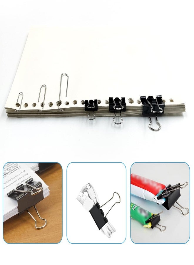 DXMWWTP 340 PCS Paper Clips and Binder Clips Assorted Sizes, Large Medium Small Silver Paperclips&Black Binder Clip Set for Home&School&Office Document Organizing,Supplies Desk Essentials in Container - Image 5