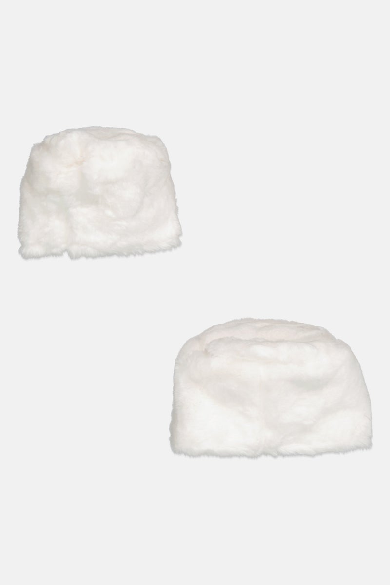 Hoff 2 Piece Star Faux Fur Basket Set, White - Image 2