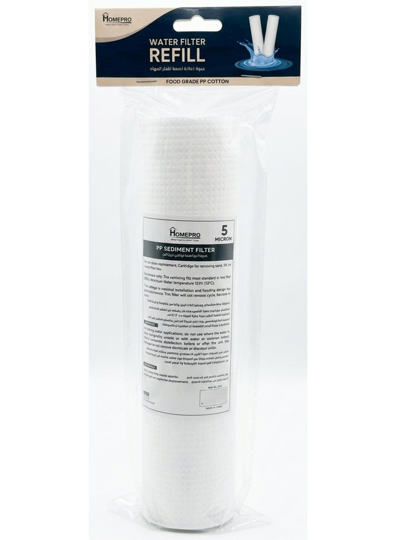 5 Micron Food Grade PP Water Filter Refill Cartridge