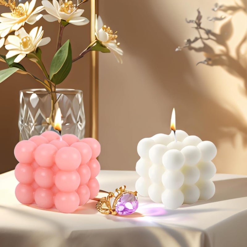YESIKOM Bubble Candle Cube Soy Wax Candles Home Decor Candle Scented Candle Set 2 Pieces - Image 3