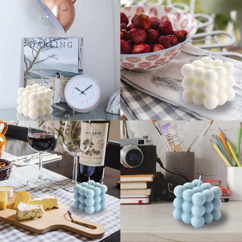 YESIKOM Bubble Candle Cube Soy Wax Candles Home Decor Candle Scented Candle Set 2 Pieces - Image 5
