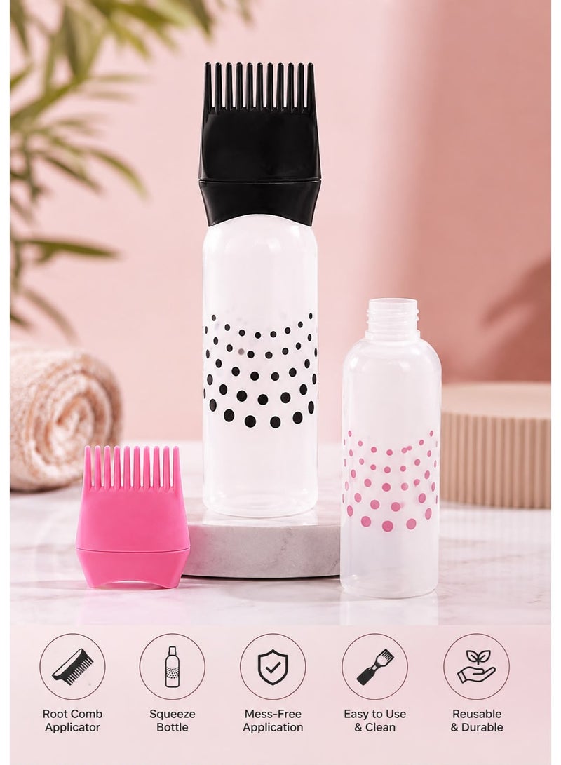 Root Comb Applicator Bottle, Squeeze Hair Dye Applicator Bottle with Comb Tip, Scalp Oil and Hair Treatment Dispenser, Mess-Free Hair Coloring Tool, Assorted Colors - Image 2