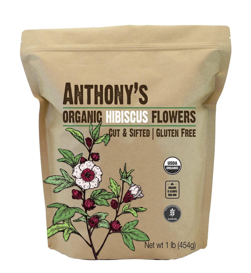 Anthony's Organic Hibiscus Flowers, 1 lb, Cut & Sifted, Gluten Free, Non GMO, Non Irradiated, Keto Friendly - Image 1