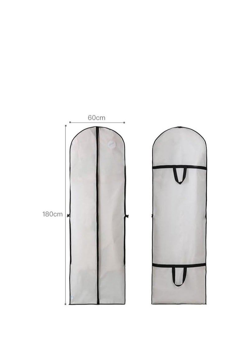 Clothes Cover,Dustproof Garment Cover for Hanging,3PCS Foldable Suit Covers for Closet Storage,Waterproof Clothes Cover Bag for Gown/Full Dress/Skirt,Zippered Wedding Dress Protective Cover (White)  - Image 2