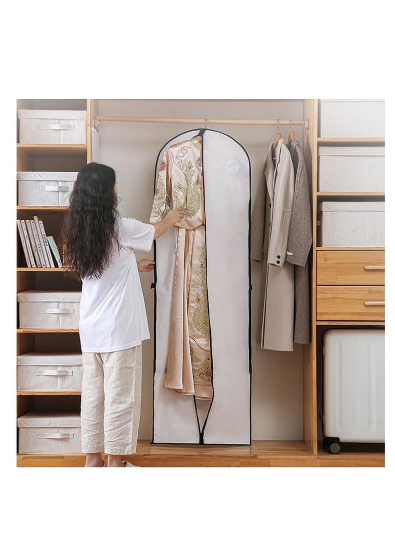 Clothes Cover,Dustproof Garment Cover for Hanging,3PCS Foldable Suit Covers for Closet Storage,Waterproof Clothes Cover Bag for Gown/Full Dress/Skirt,Zippered Wedding Dress Protective Cover (White)  - Image 4