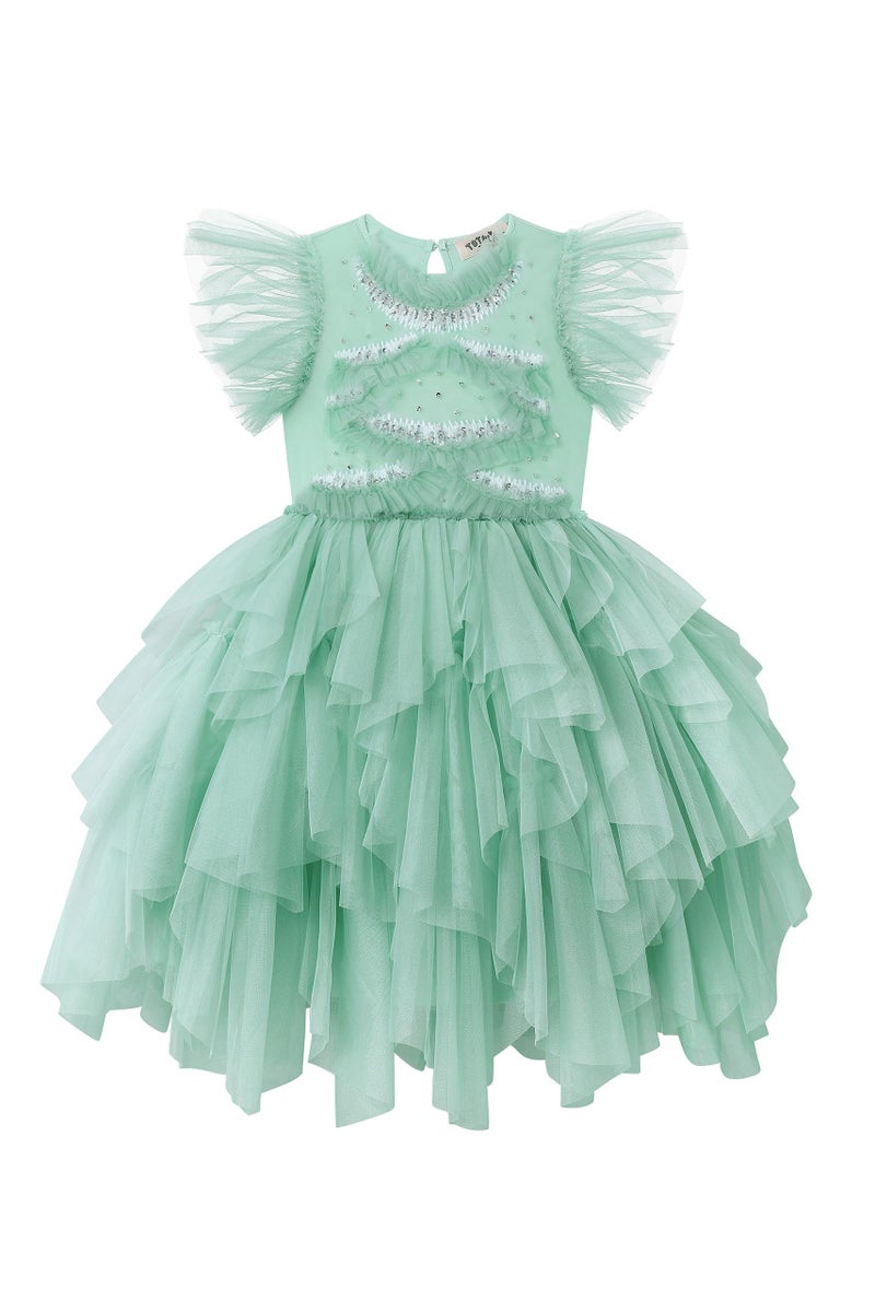 TUTULAND Tutu Dress for Girls - Glitter Sequin Tulle Dress Tiered Layered Flower Girl Dresses for Wedding Birthday Photo Prop - Image 1