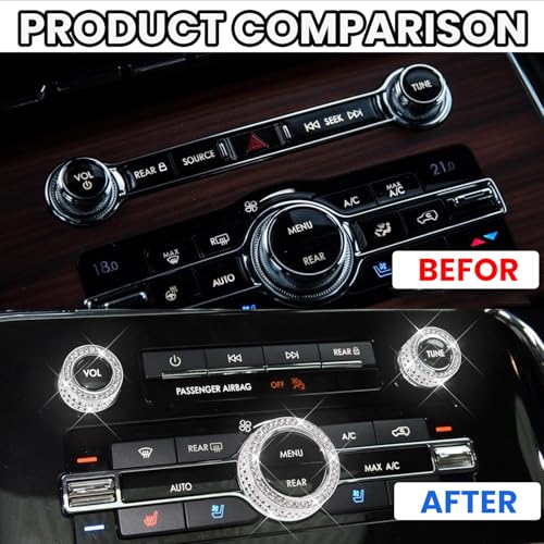 CUCHIYUN Bling Crystal A/C Audio Volume Knob Cover Compatible with Lincoln Navigator/Continental/Pirate Ship/MKZ/Nautilus Interior Accessories - Image 3