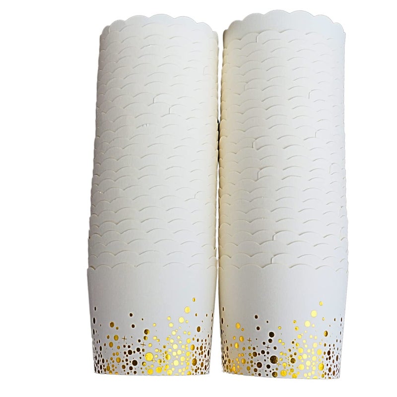 BAKEINCUP 50Pack Paper Baking Cups Greaseproof Disposable Cupcake Muffin Liners Large Gold Confetti