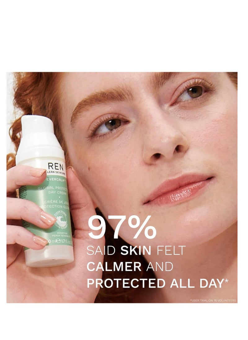 REN CLEAN SKINCARE - REN Clean Skincare - EvercalmTM Global Protection Day Cream Antioxidant Face Moisturizer for Dry & Sensitive Skin Cruelty-Free Vegan - Image 1