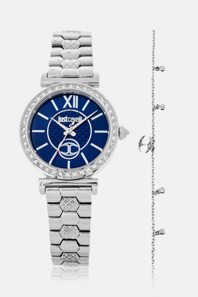 Just Cavalli Women JC1L273M0045 Stainless Steel Analog Watch 30mm With Bracelet, Silver - Image 1