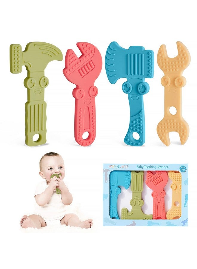 TYRY.HU Baby Teething Toys For Babies 06 Months 612 Months Bpa Free Silicone Baby Molar Teether Chew Toys Hammer Wrench Spanner Pliers For Boys Girls Softtextured Easy To Hold & Clean 4 Packs - Image 1