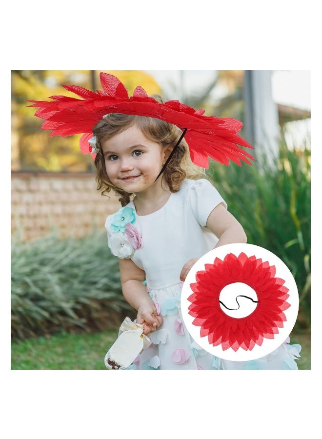 Sunflower Headband Costume Props for Dance Party Festival Suitable for Kids Teens and Adults Red Color - Image 5
