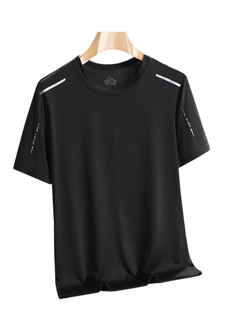 Ice silk T-shirt men's quick-drying short-sleeved T-shirt summer high-elastic ice-feel breathable trendy top - Image 1