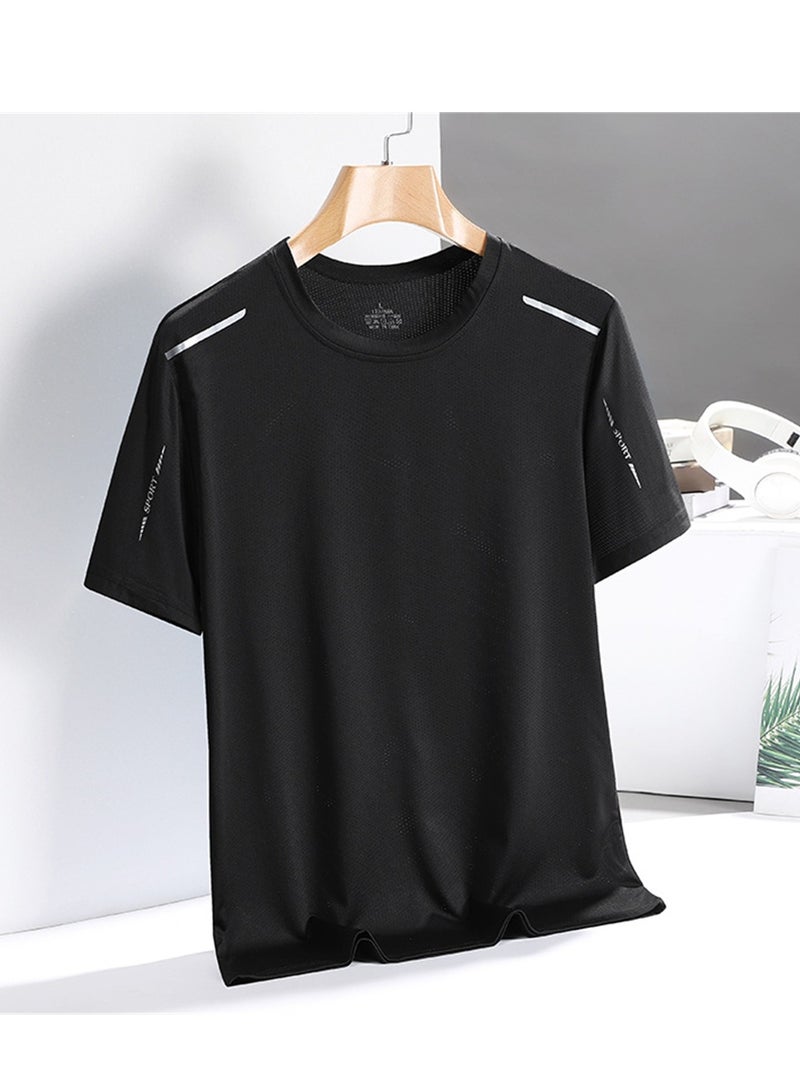 Ice silk T-shirt men's quick-drying short-sleeved T-shirt summer high-elastic ice-feel breathable trendy top - Image 2