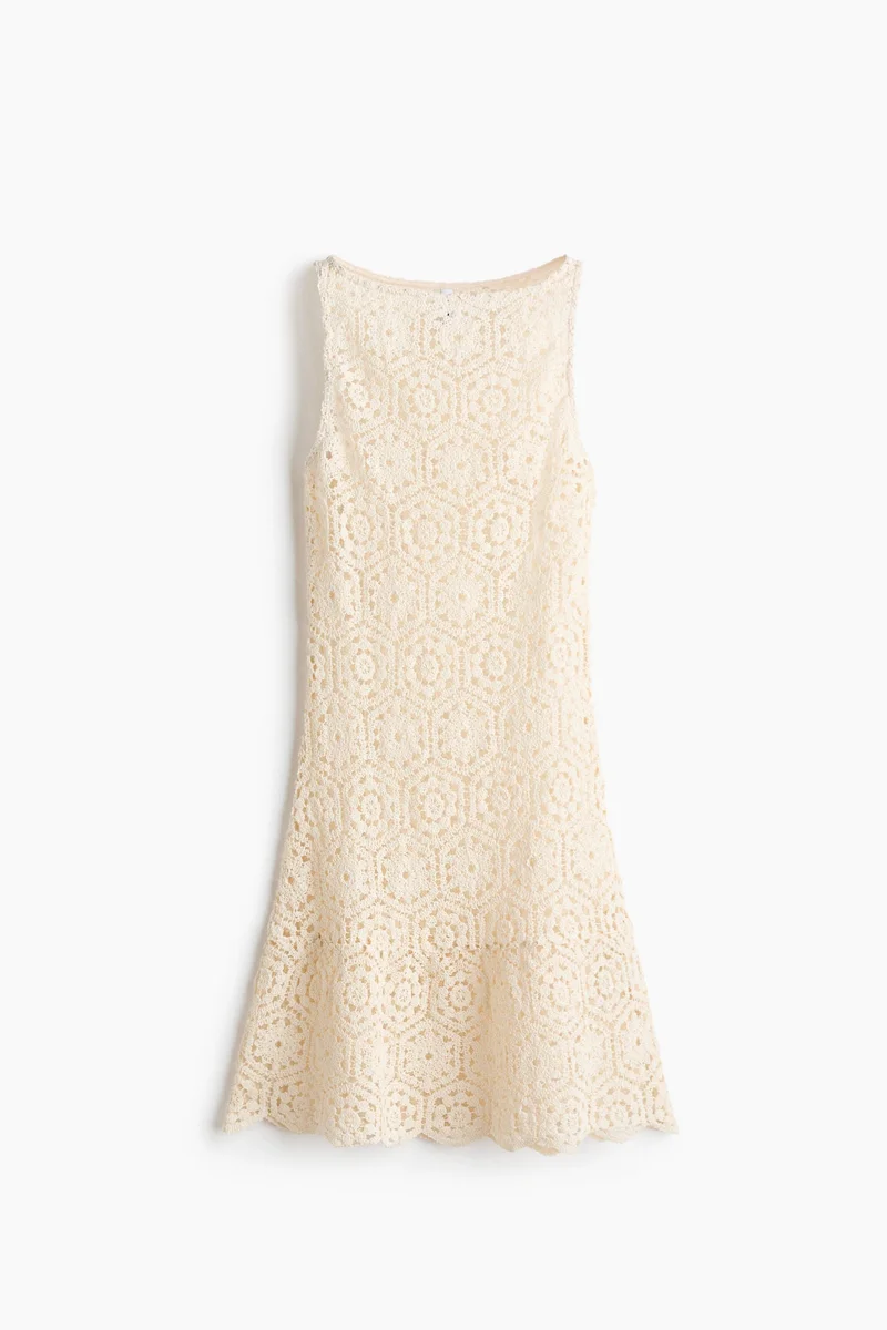 H&M Sleeveless crochet-look dress