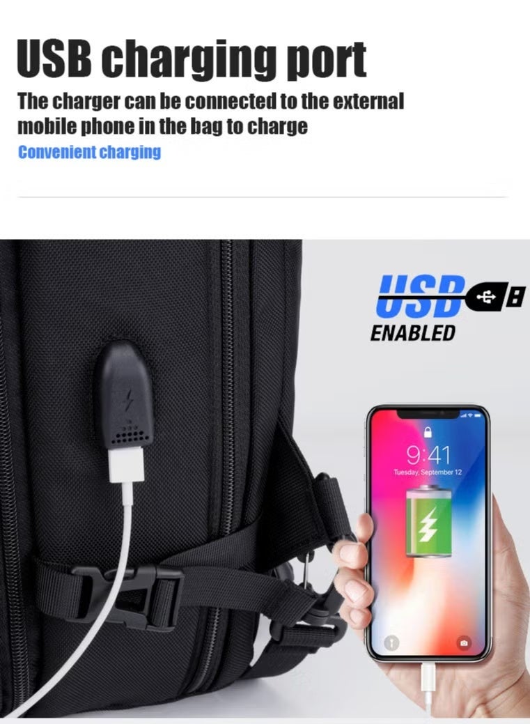 ARCTIC HUNTER B00382 Men Smart Detachable Design Waterproof Travel 17.3-Inch Laptop Backpack Bag, Black - Image 4