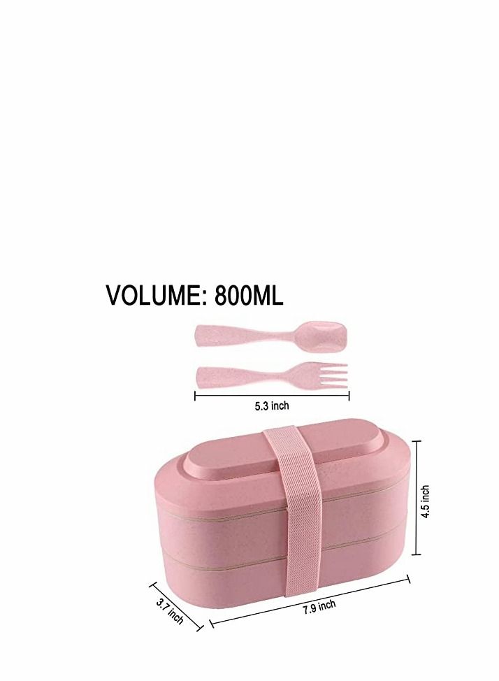 KASTWAVE Bento Box Lunch Box, 2-In-1 Stackable Lunch Containers with Utensils and Nylon Sealing Strap, BPA-Free for Kids/Adults for Men/Women Microwave, Dishwasher & Freezer Safe - Image 2