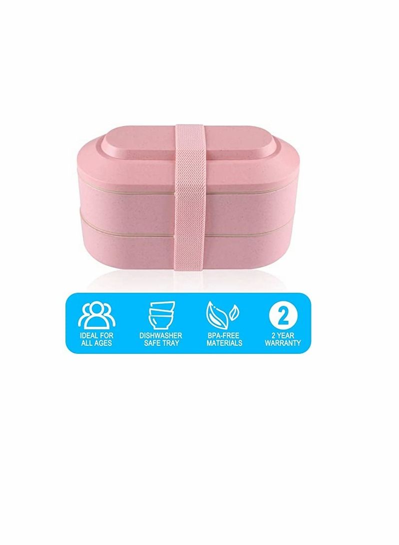 KASTWAVE Bento Box Lunch Box, 2-In-1 Stackable Lunch Containers with Utensils and Nylon Sealing Strap, BPA-Free for Kids/Adults for Men/Women Microwave, Dishwasher & Freezer Safe - Image 1