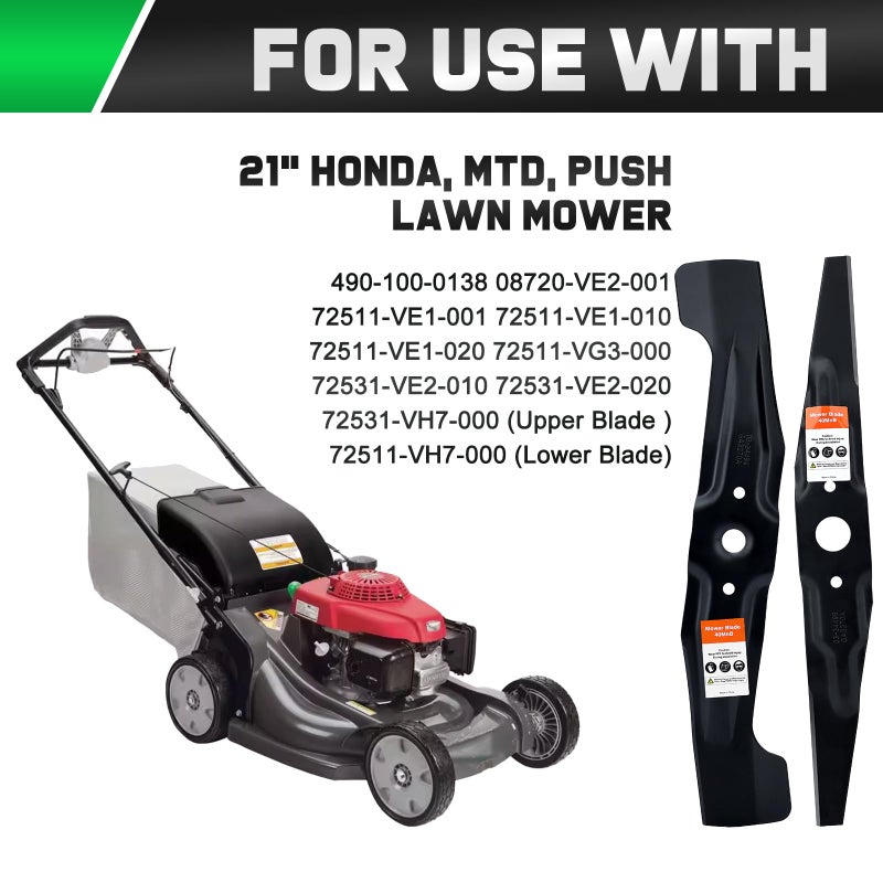 Grasscool HRR2169VKA Mulching Blades for Honda HRR216 HRR2169VYA HRR216VKA HRR216k10VKAA HRR216k9VKAA HRN216 HRX217 21" Walk-Behind Mower Replace 72511-VL0-S00 72531-VH7-000 72511-VH7-000 - Image 2