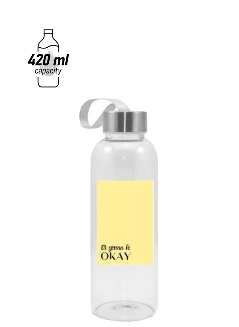 NIBEMINENT It's Gonna Be Okay Printed Water Bottle Clear/Yellow 420ml