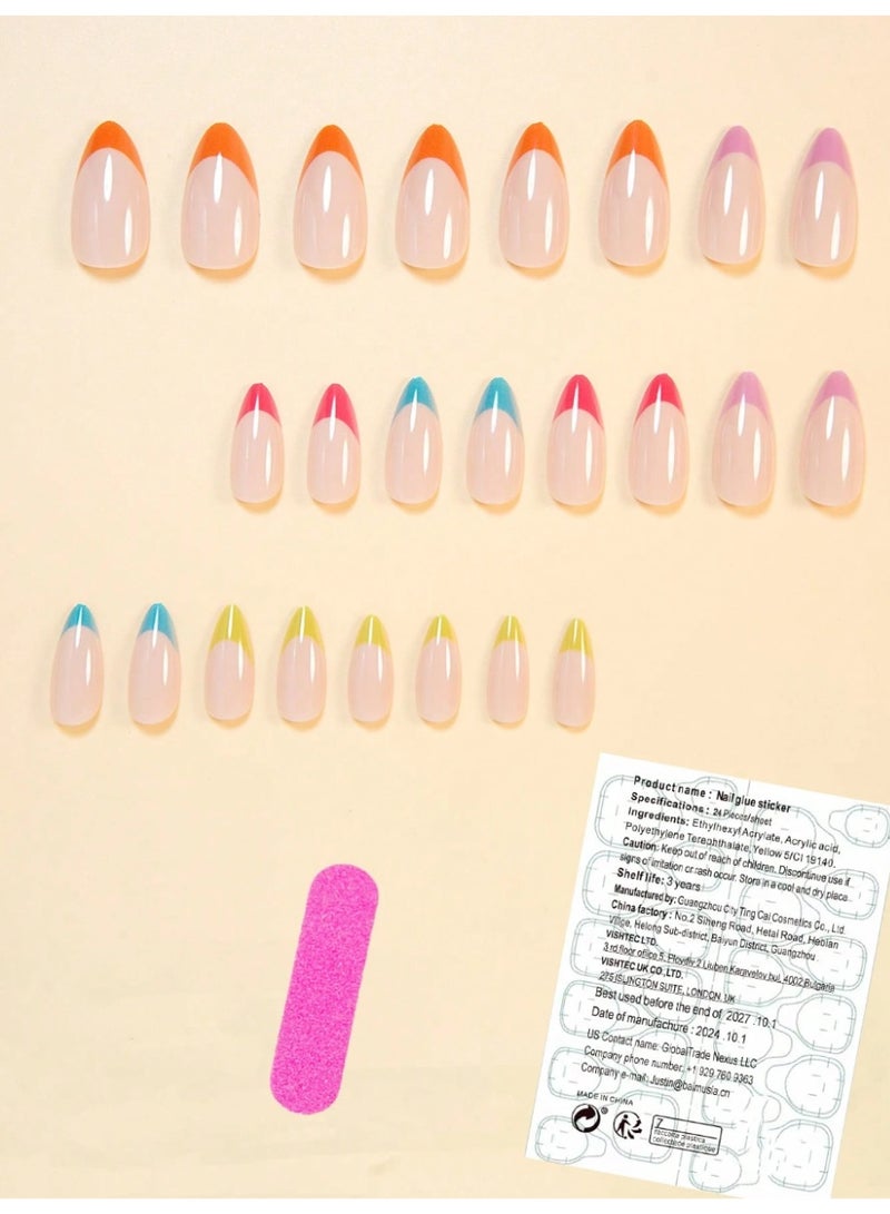 اظافر تركيب مزيفه بشكل لوزي تحتوي العلبه على 24 ظفر مع مبرد اظافر و صمغ - Image 2