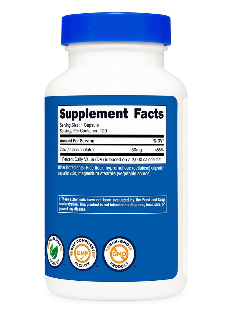 Nutricost Zinc Chelate 50 Mg 120 Vegetarian Capsules - Image 5
