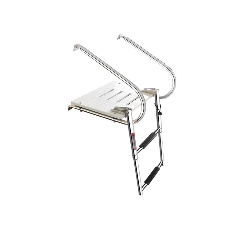 Mojiate 2Step ABS Telescoping Boat Ladder  Stainless Steel Swim Platform with Handrails  400lb Capacity  Collapsible for Pontoon Dock  Yacht