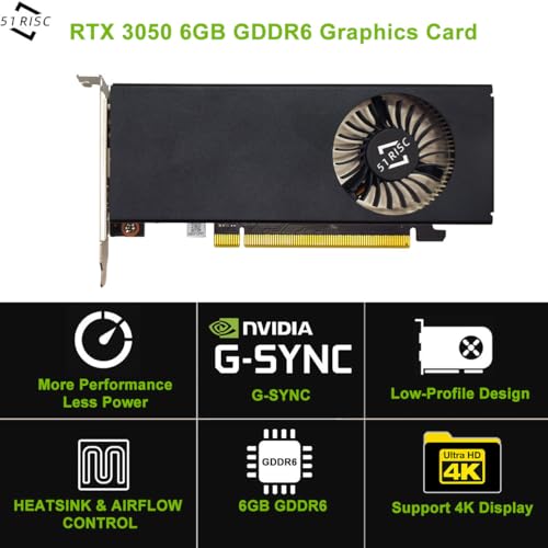 51RISC GeForce RTX 3050 LP Graphics Card, Low Profile 6GB GDDR6 Small Form Factor Video Card for Gaming 8K Display Desktop/Mini PC SFF Video Card (RTX 3050 6GB- Low Profile) - Image 2